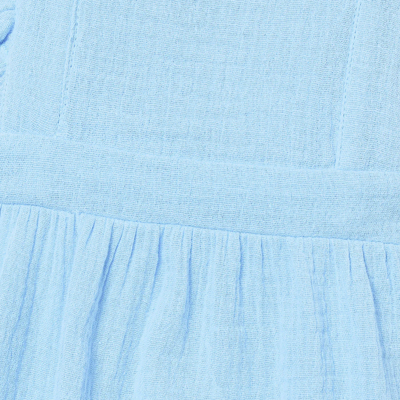 2pcs Baby Girl 100% Cotton Crepe Solid Layered Ruffle Trim Romper & Headband Set Sky blue image 4