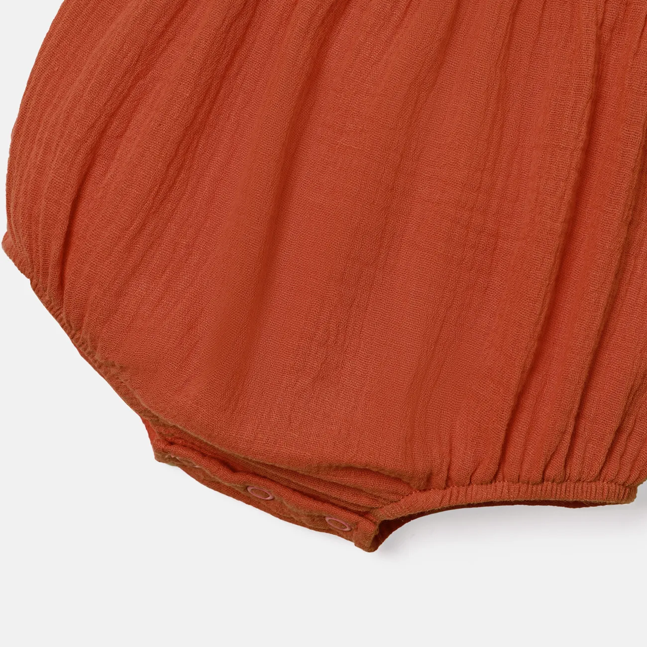2pcs Baby Girl 100% Cotton Crepe Solid Layered Ruffle Trim Romper & Headband Set Brown big image 1