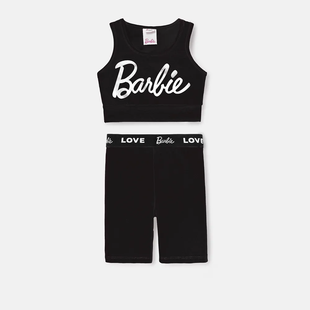 Barbie 2pcs Toddler/Kid Girl Cotton Tank Top and Shorts Set  big image 8