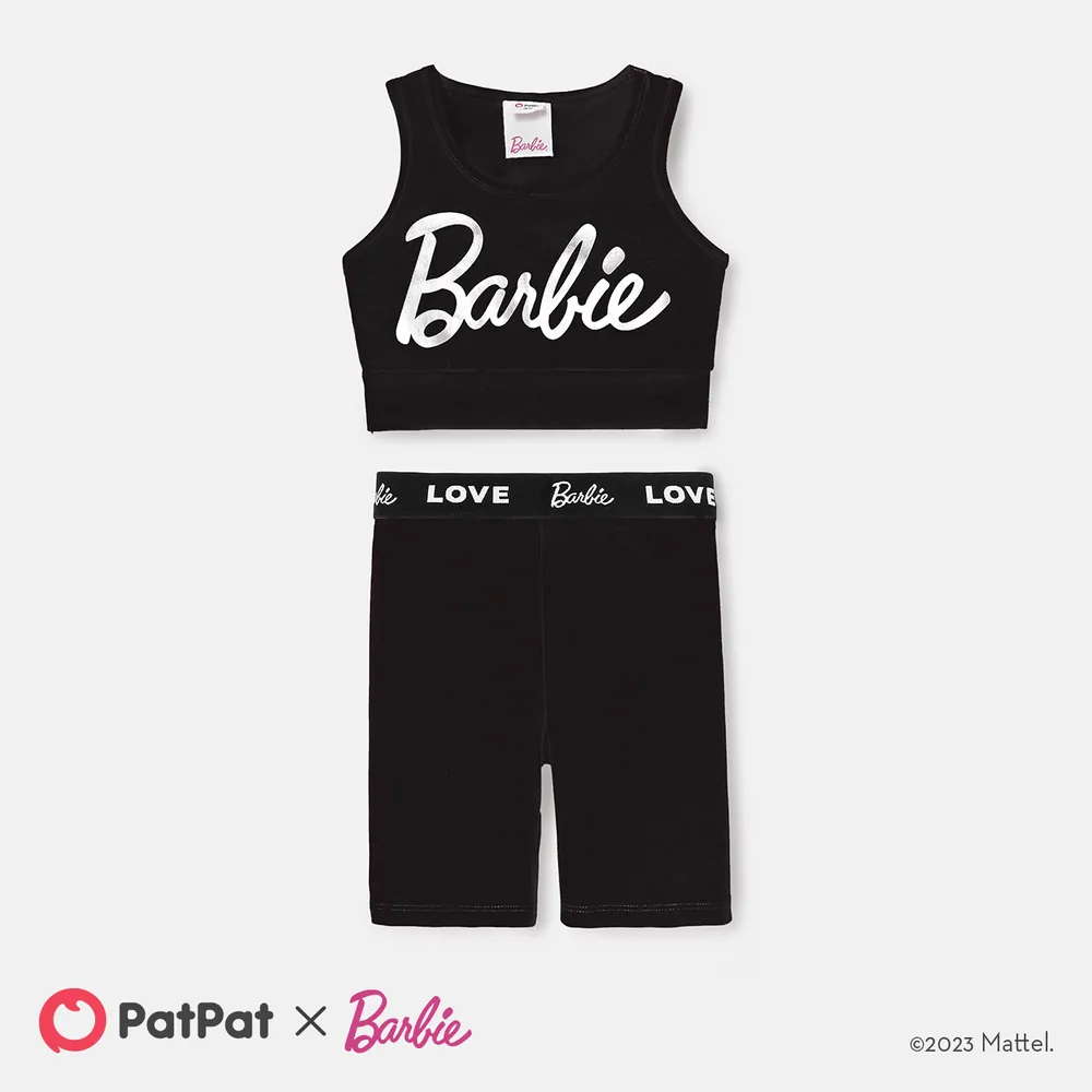 Barbie 2pcs Toddler/Kid Girl Cotton Tank Top and Shorts Set big image 1