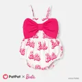 Barbie Baby Girl 95% Cotton Allover Letter Print Bow Front Cami Romper  image 2