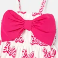 Barbie Baby Girl 95% Cotton Allover Letter Print Bow Front Cami Romper  image 4