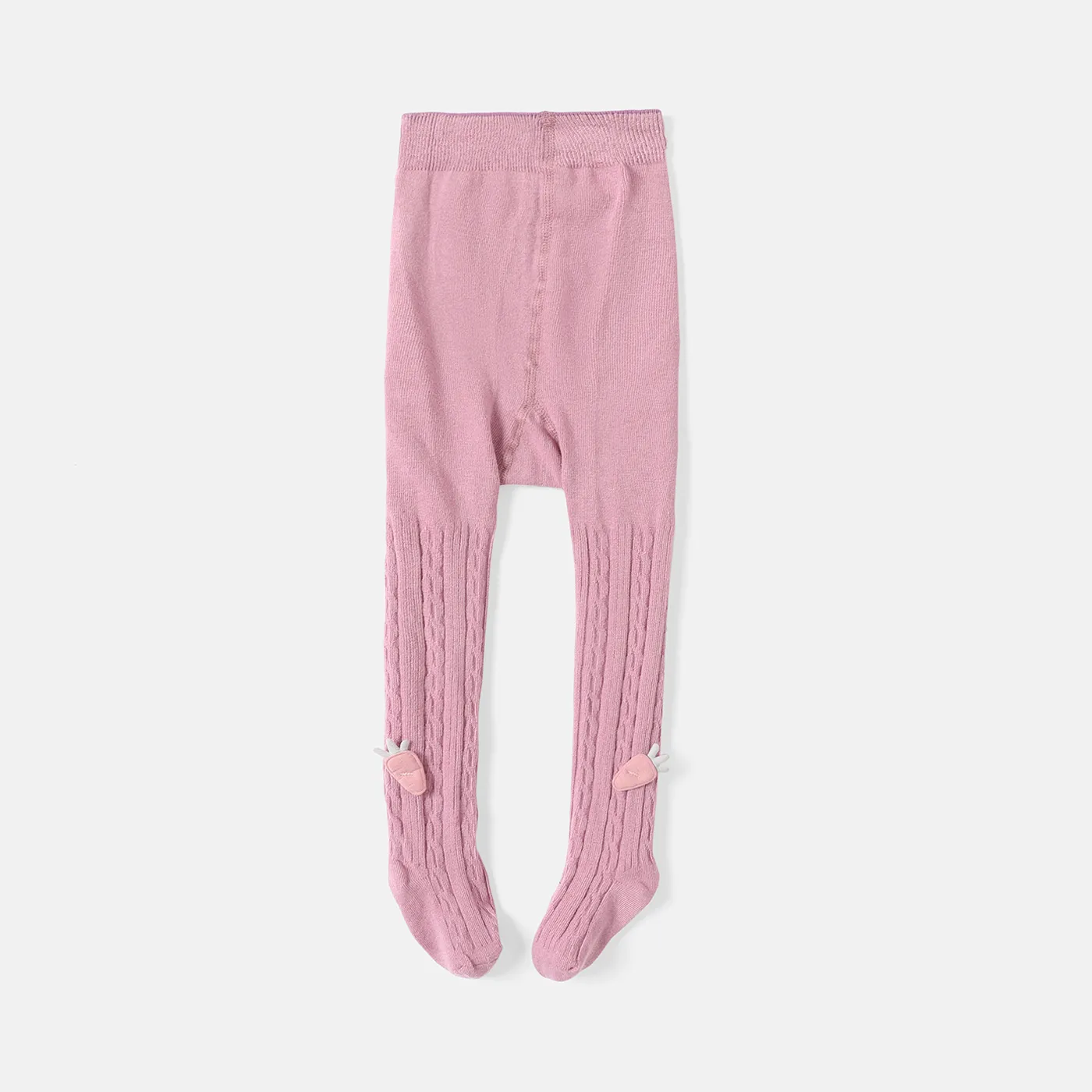 Kid Girl 100% Cotton Carrot Embroidered Knit Footie Leggings Cameo brown