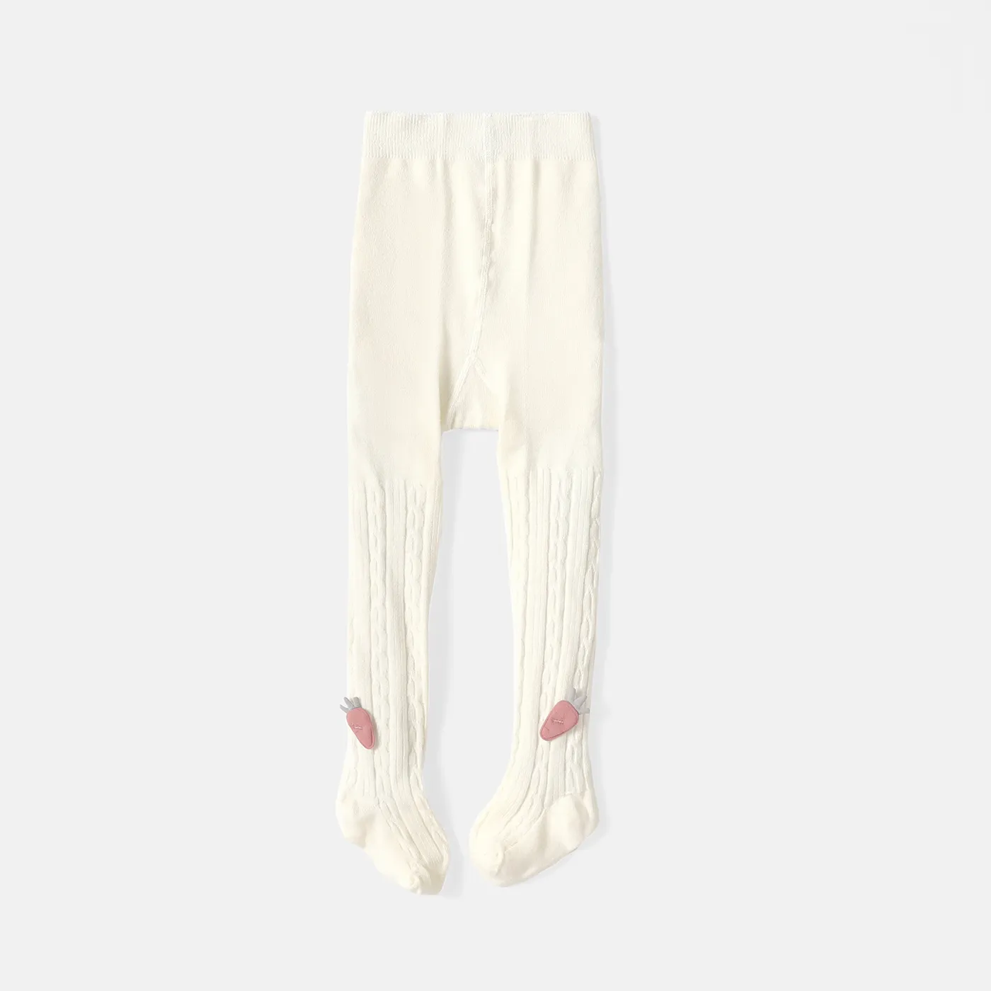 Kid Girl 100% Cotton Carrot Embroidered Knit Footie Leggings  big image 1