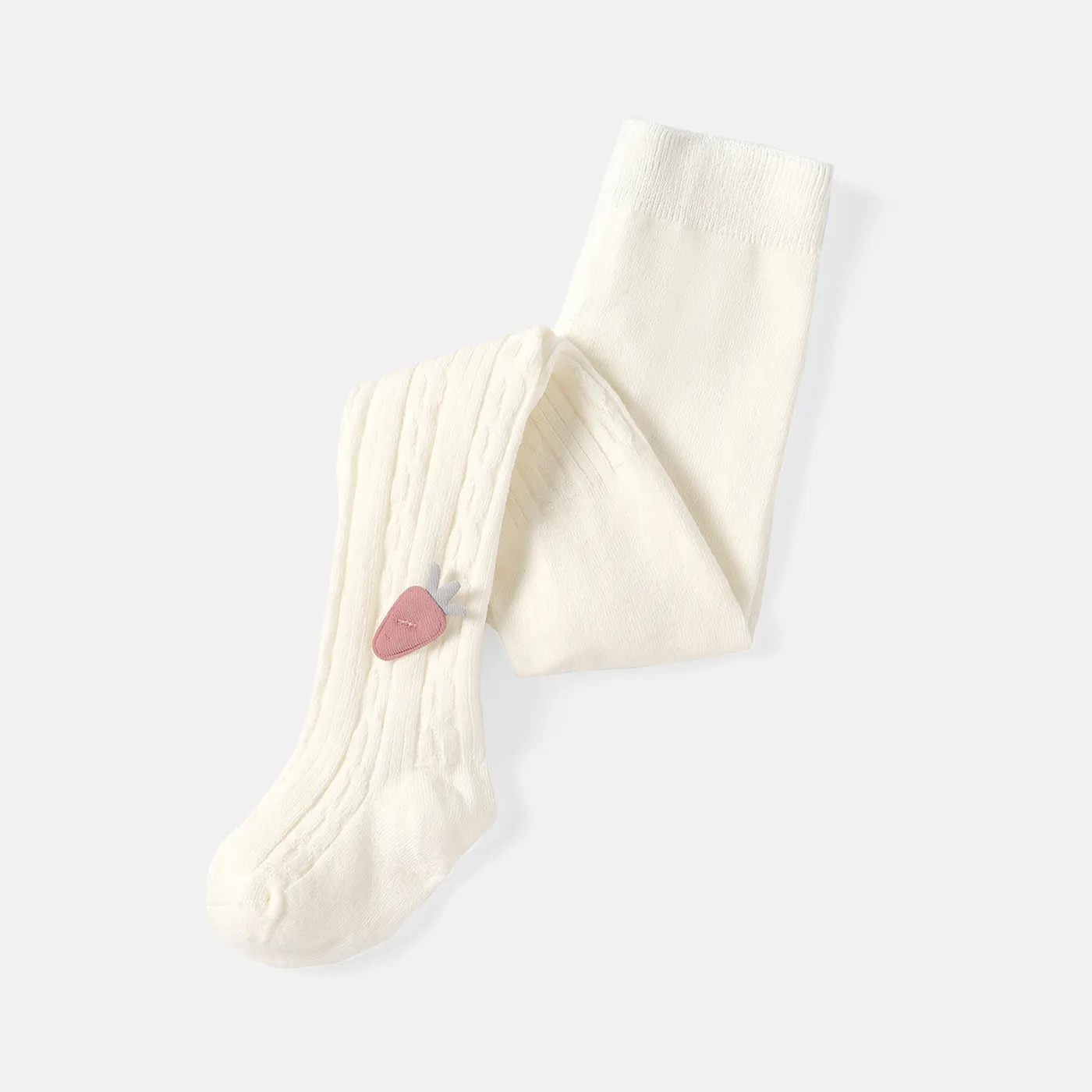 Kid Girl 100% Cotton Carrot Embroidered Knit Footie Leggings  image 2
