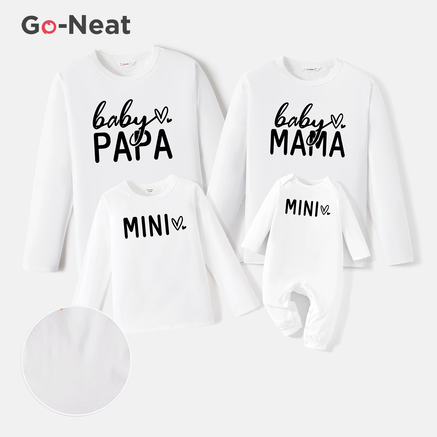 Go-Neat Water Repellent and Stain Resistant Family Matching Letter Print Long-sleeve Tee