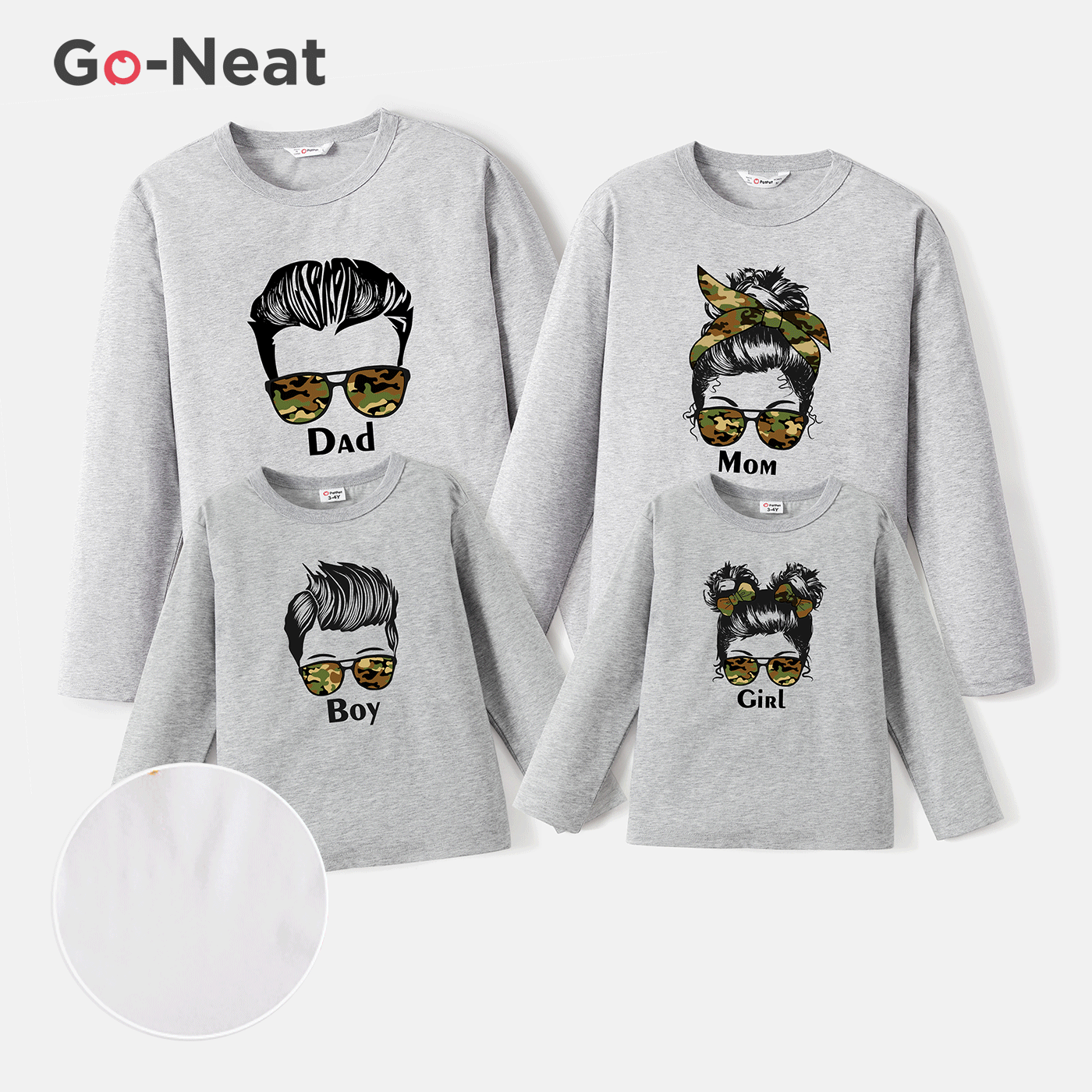 Go-Neat Water Repellent and Stain Resistant Family Matching Figure Print Long-sleeve Tee