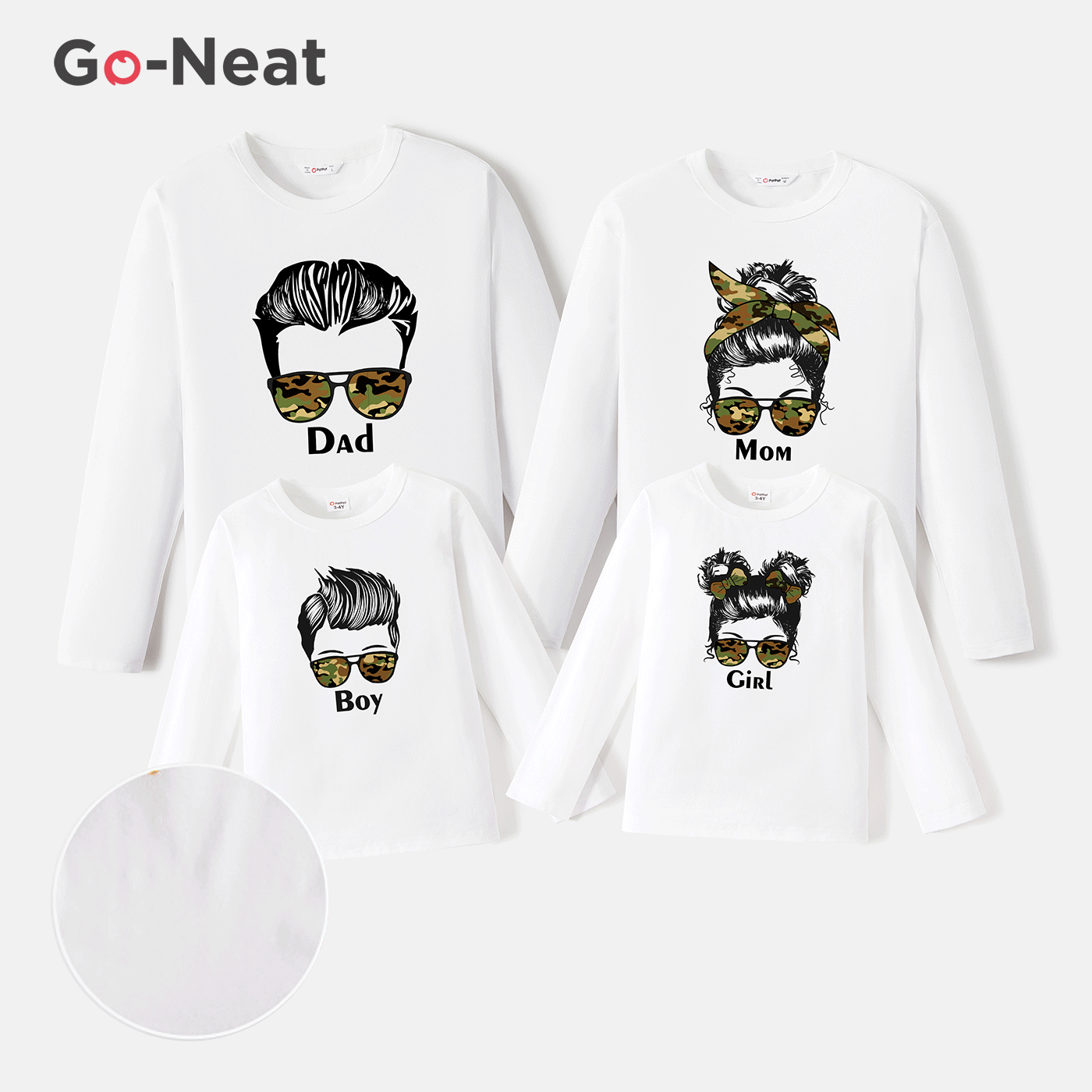 Go-Neat Water Repellent and Stain Resistant Family Matching Figure Print Long-sleeve Tee White image 1