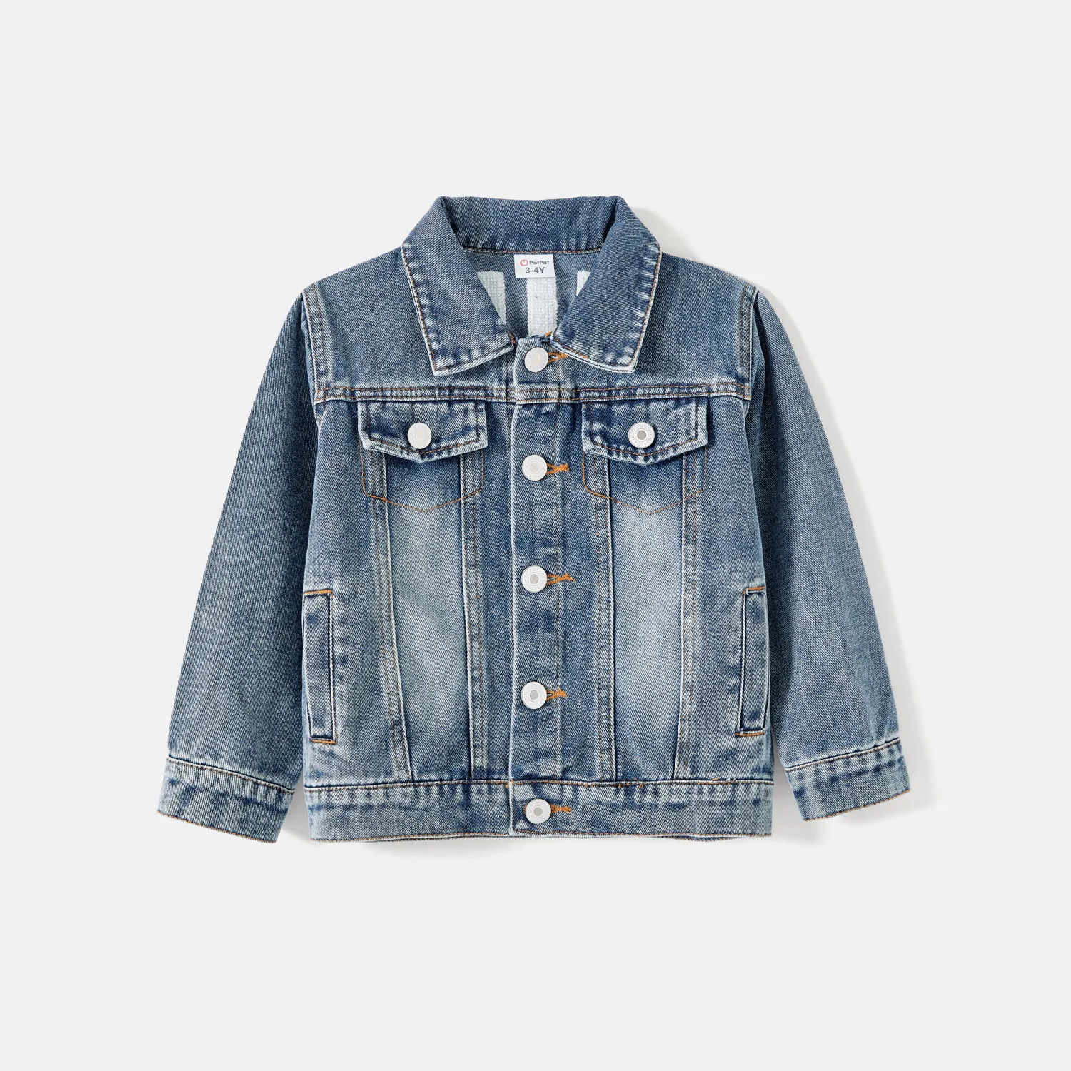 Mom and Me Light Blue Letter Design Long-sleeve Distressed Denim Jackets  big image 1