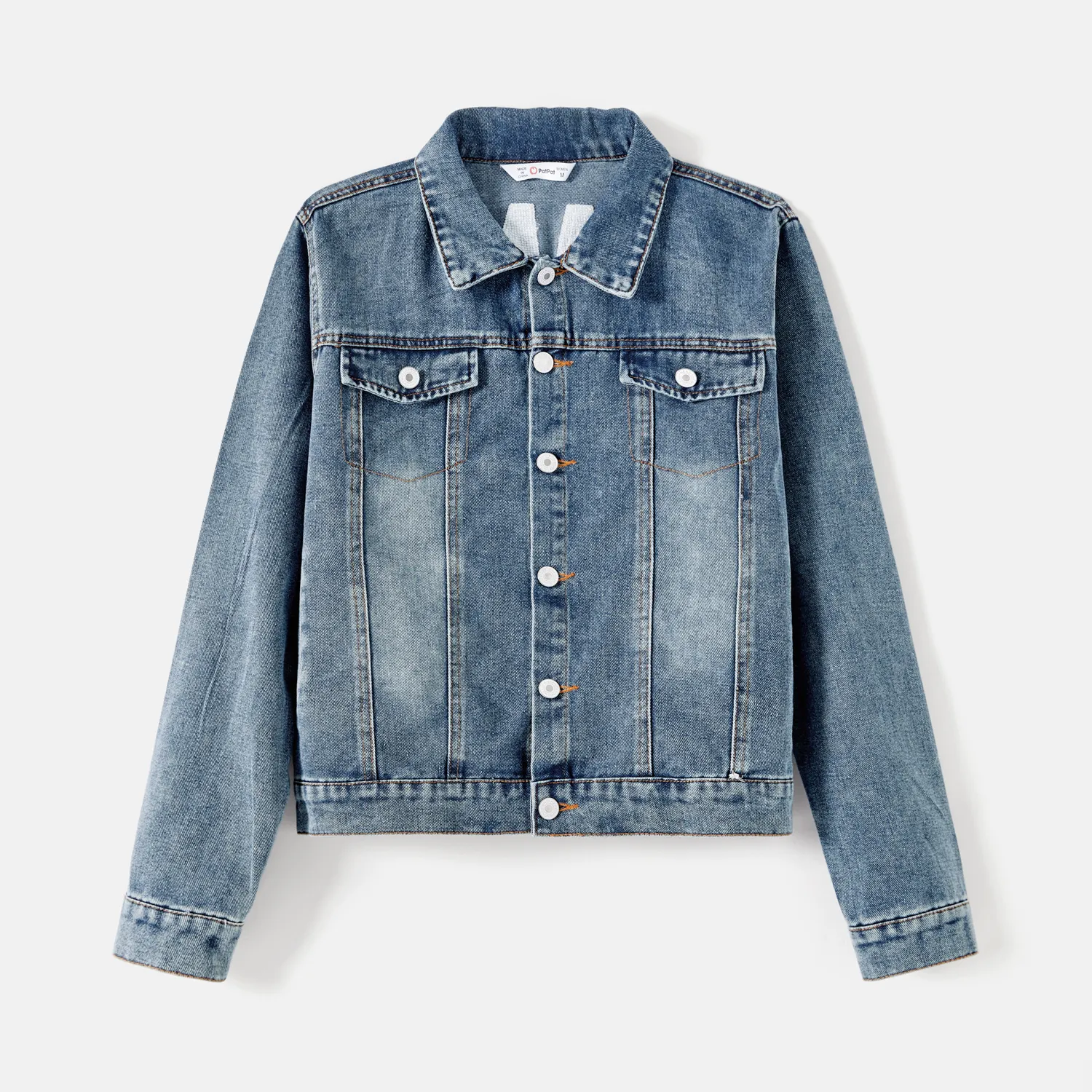 Light Blue Letter Design Long-sleeve Distressed Denim Jacket for Mom and Me  big image 12