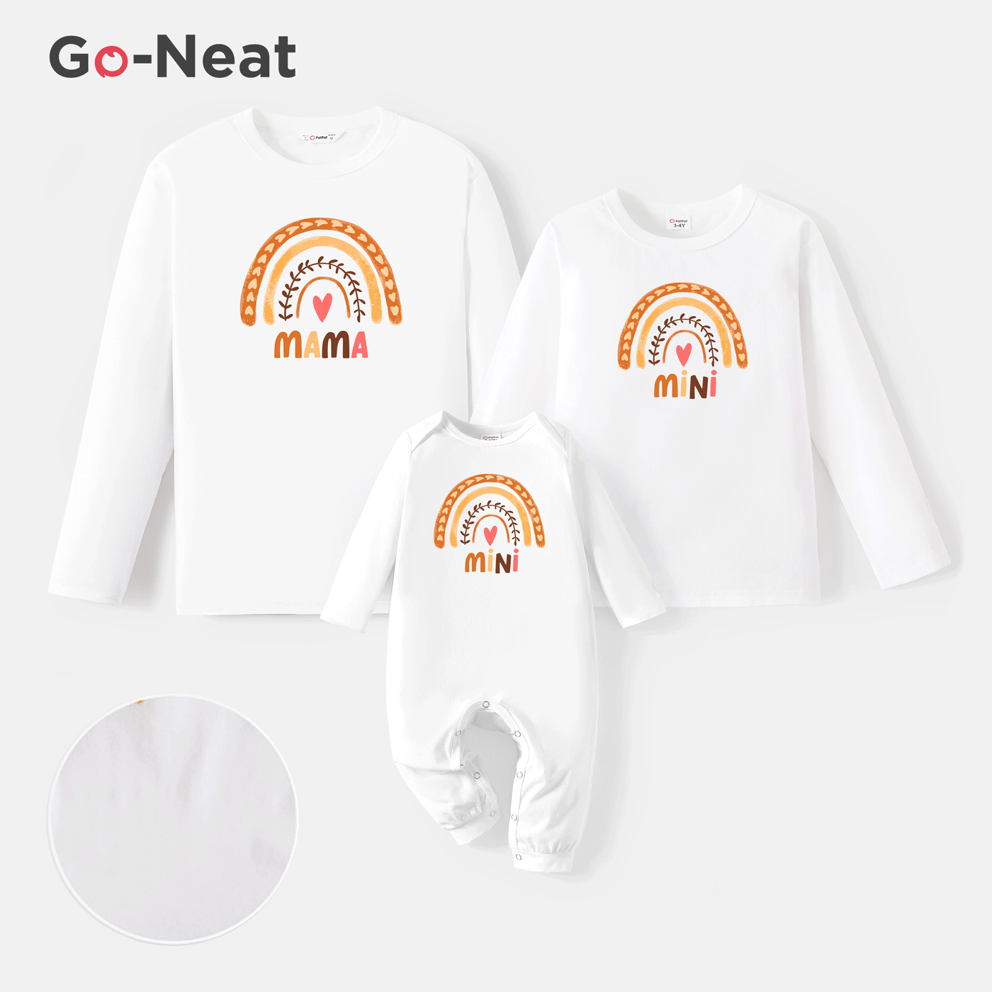 Go-Neat, wasserabweisendes und schmutzabweisendes Langarm-T-Shirt für Mama und mich mit Regenbogen-Print