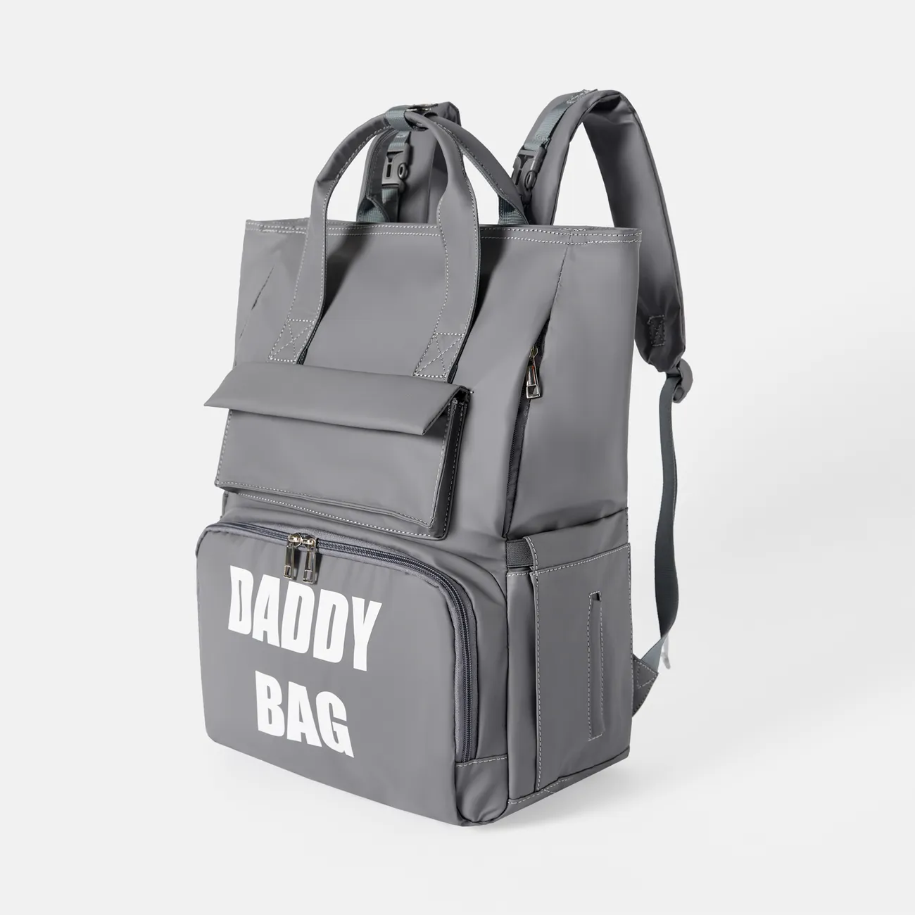 Baby Bag Backpack Letter Print Stylish Daddy Bag Travel Back Pack Dark Grey big image 1