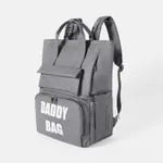 Baby Bag Backpack Letter Print Stylish Daddy Bag Travel Back Pack Dark Grey