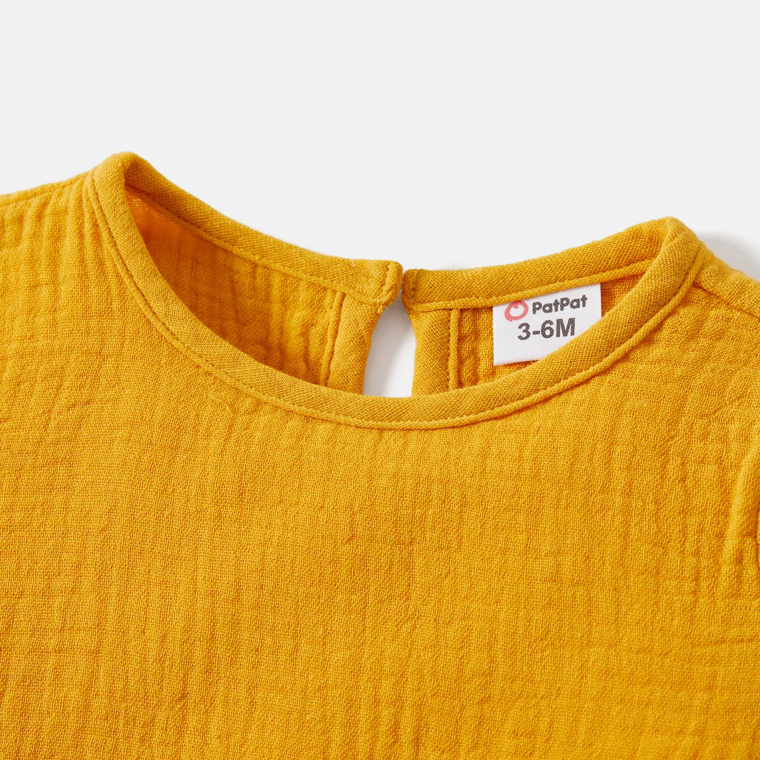 2pcs Baby Girl/Boy 100 Cotton Button Design Solid Color Crepe Tee and Pants Set DarkOrange image 2