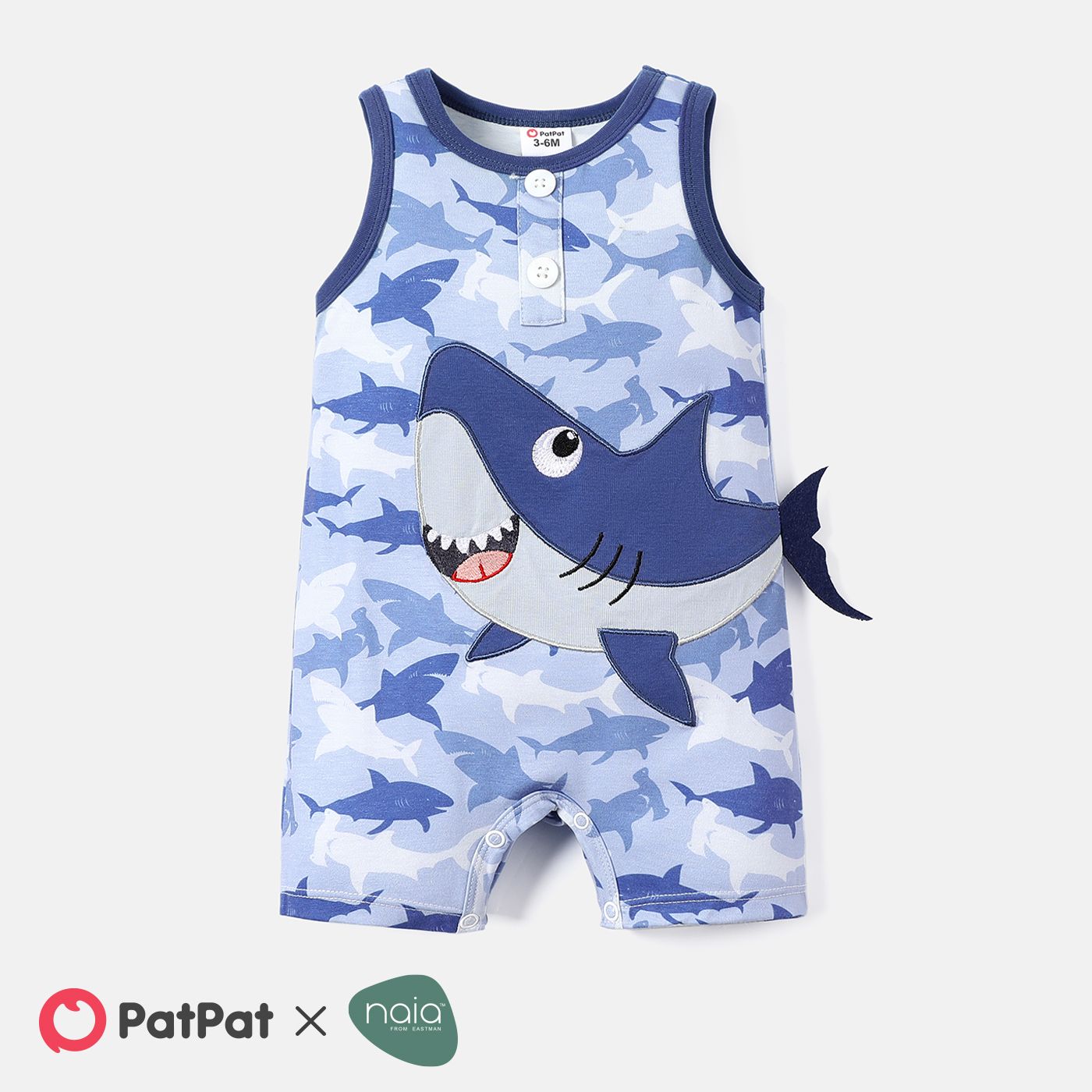 Naia™ Baby Boy Allover Shark Print Tank Romper