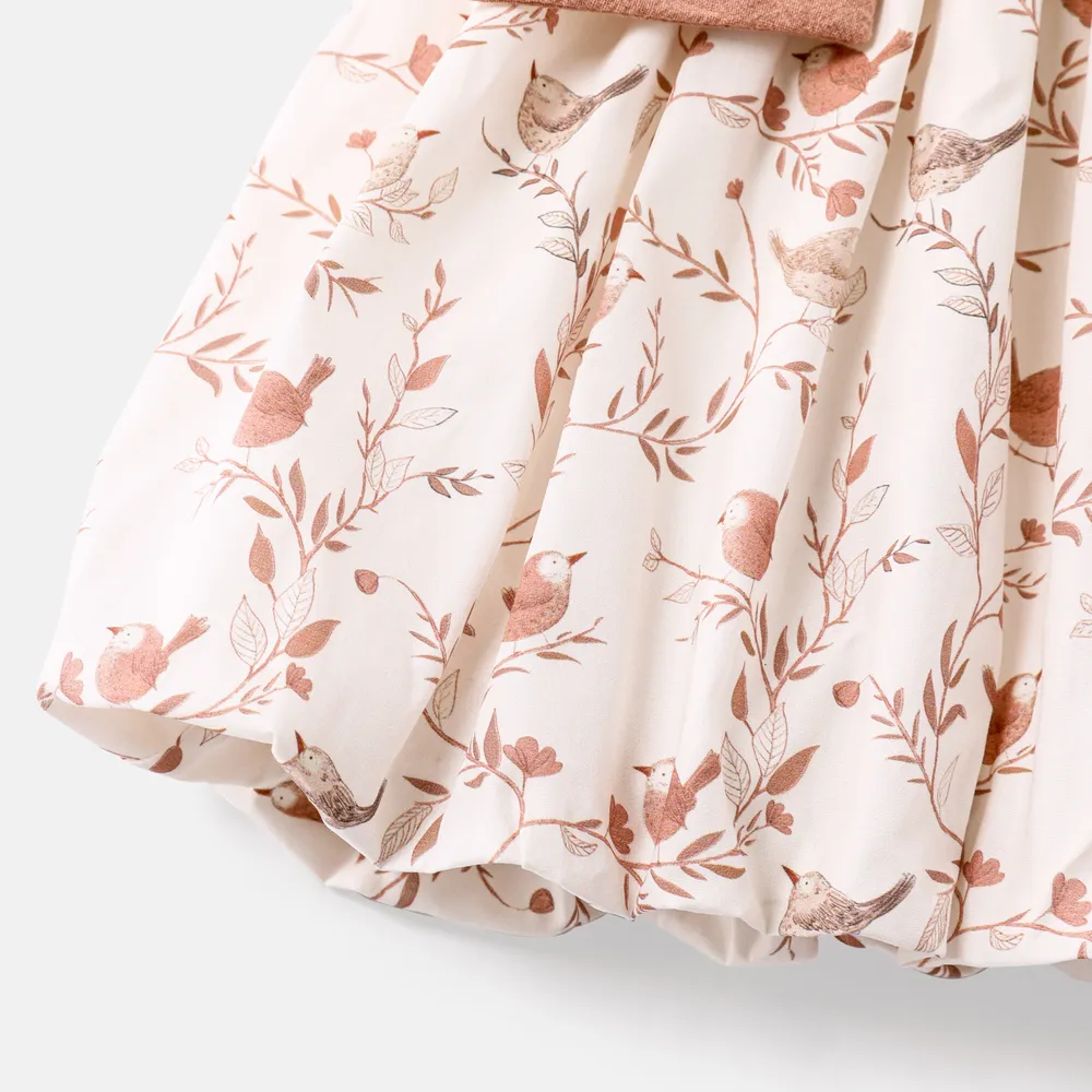 Baby Girl 100% Cotton Contrast Ruffle Trim Bow Front Allover Print Dress big image 10