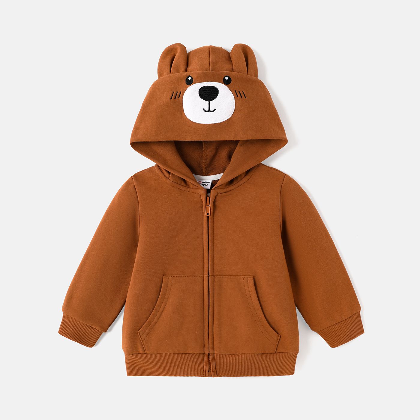 Baby Girl/Boy Bear Embroidered Ear Design Hooded Jacket