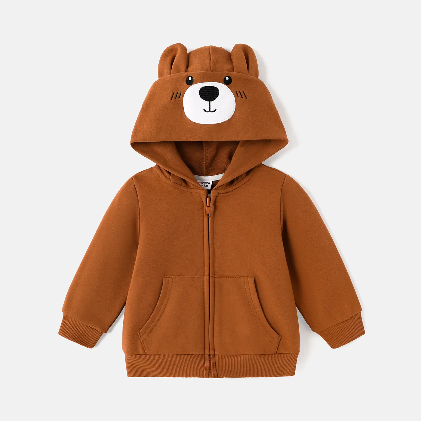 Baby Girl/Boy Bear Embroidered Ear Design Hooded Jacket  big image 1