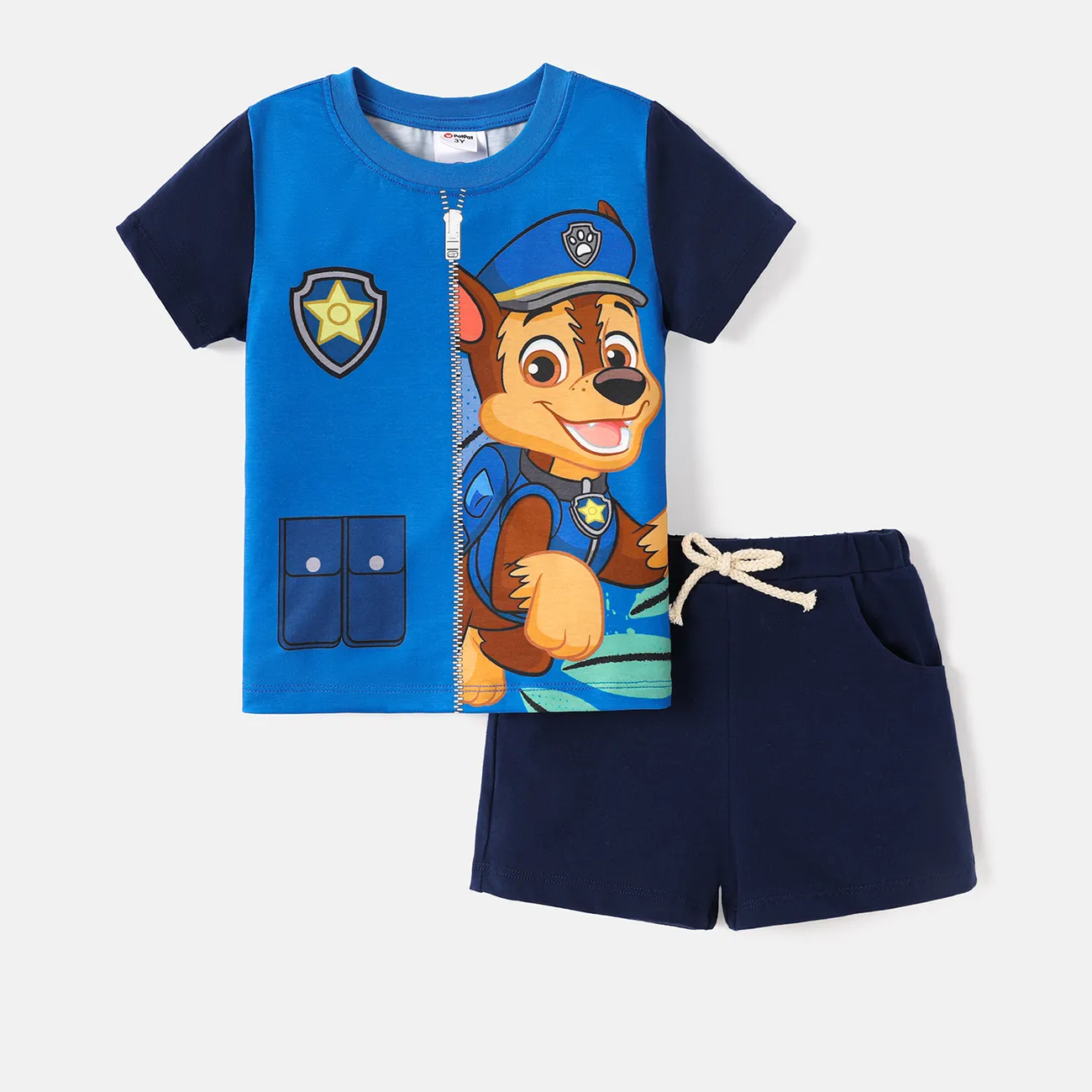 Helfer auf vier Pfoten 2 Stück Kleinkinder Unisex Stoffnähte Lässig Hund T-Shirt-Sets blau big image 1
