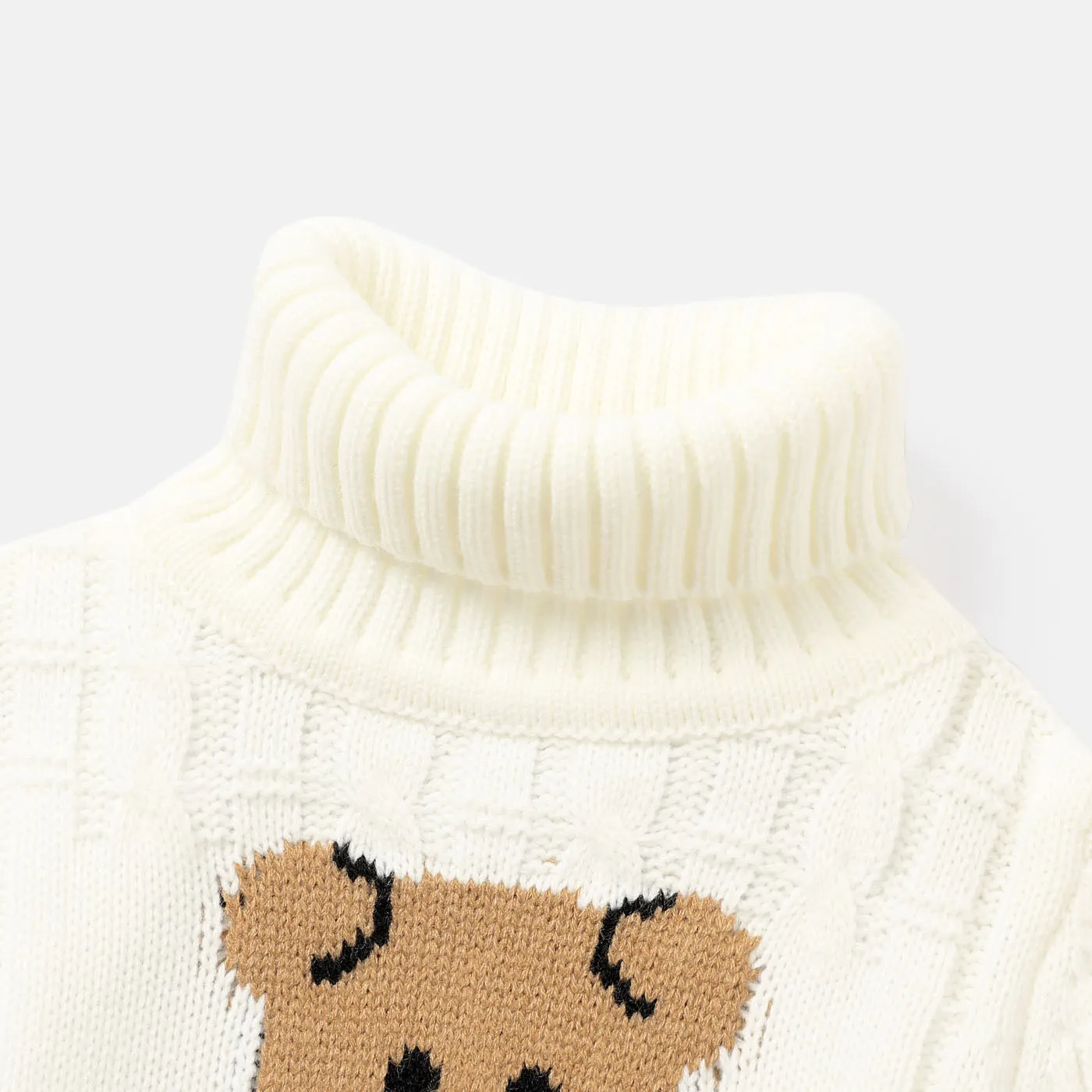 Criança Unissexo Colarinho alto Infantil Urso Camisola Branco image 3