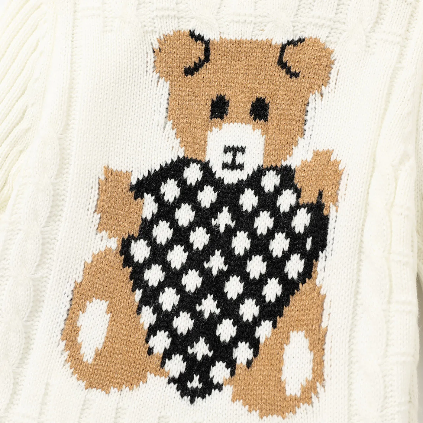 Criança Unissexo Colarinho alto Infantil Urso Camisola Branco image 4