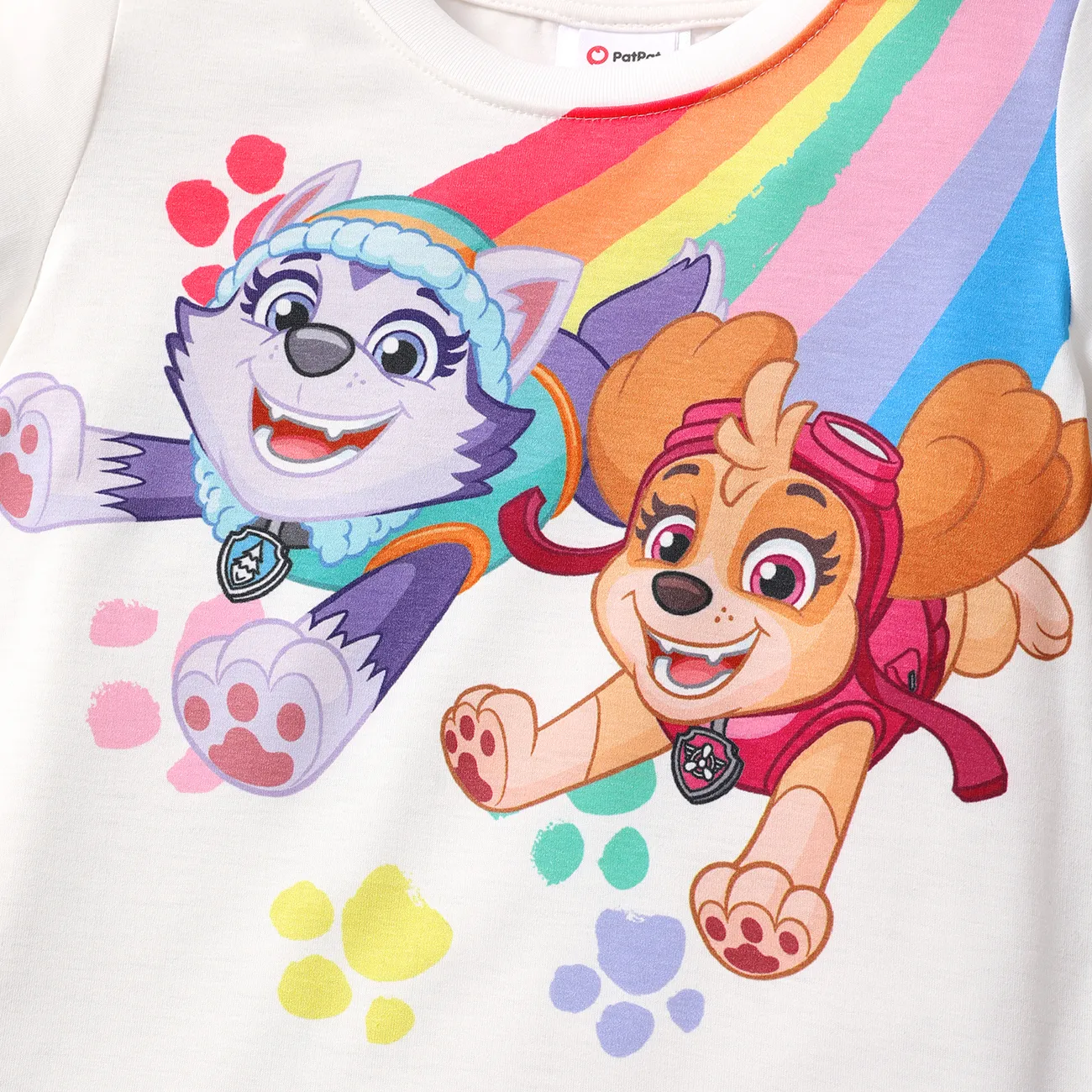 PAW Patrol 2pcs Toddler Girl Naia Rainbow Print Short-sleeve Tee and Leggings Shorts Set Multi-color big image 1