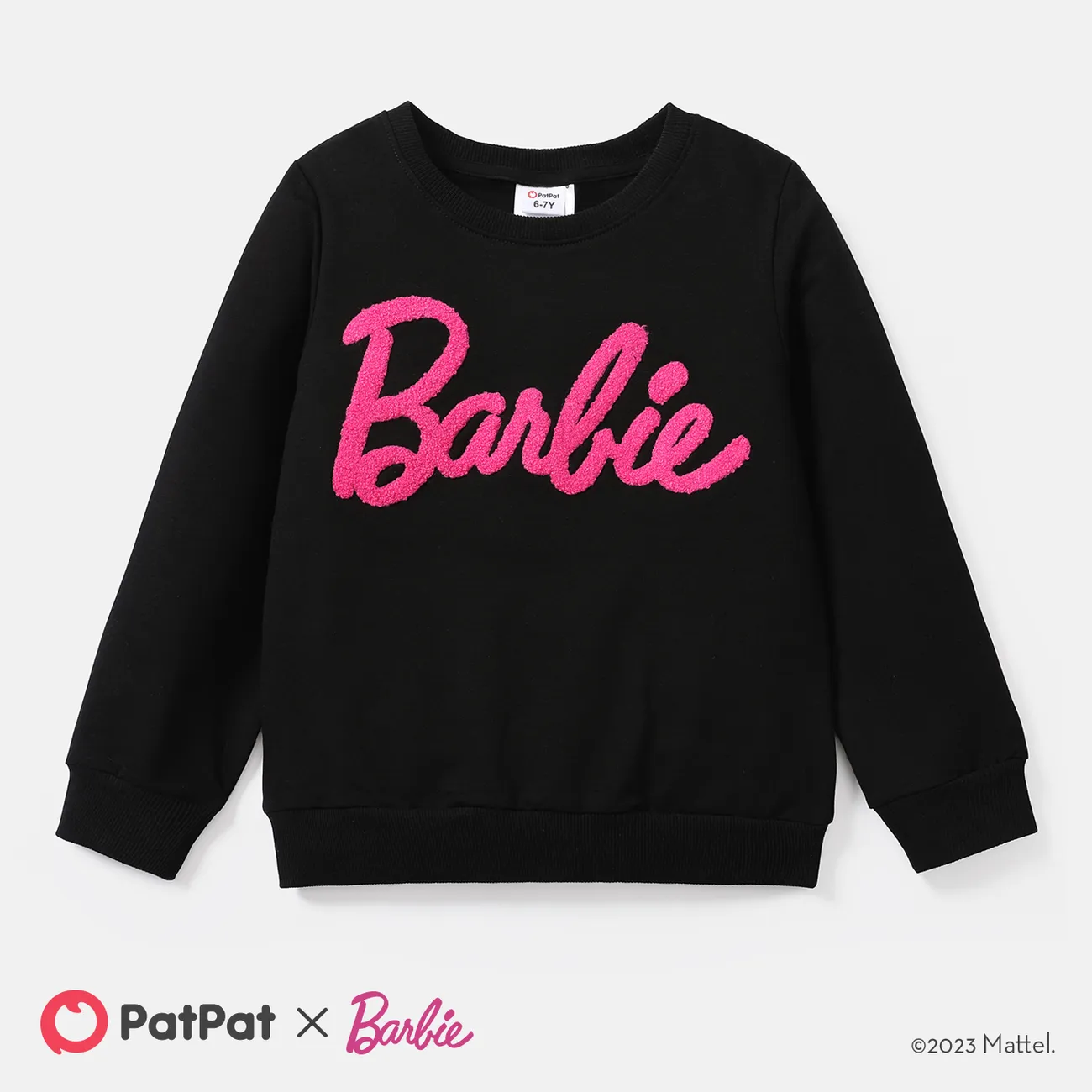 Barbie Toddler/Kid Girl Letter Embroidered Long-sleeve Cotton Sweatshirt  big image 1