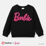 Barbie Toddler/Kid Girl Letter Embroidered Long-sleeve Cotton Sweatshirt Black