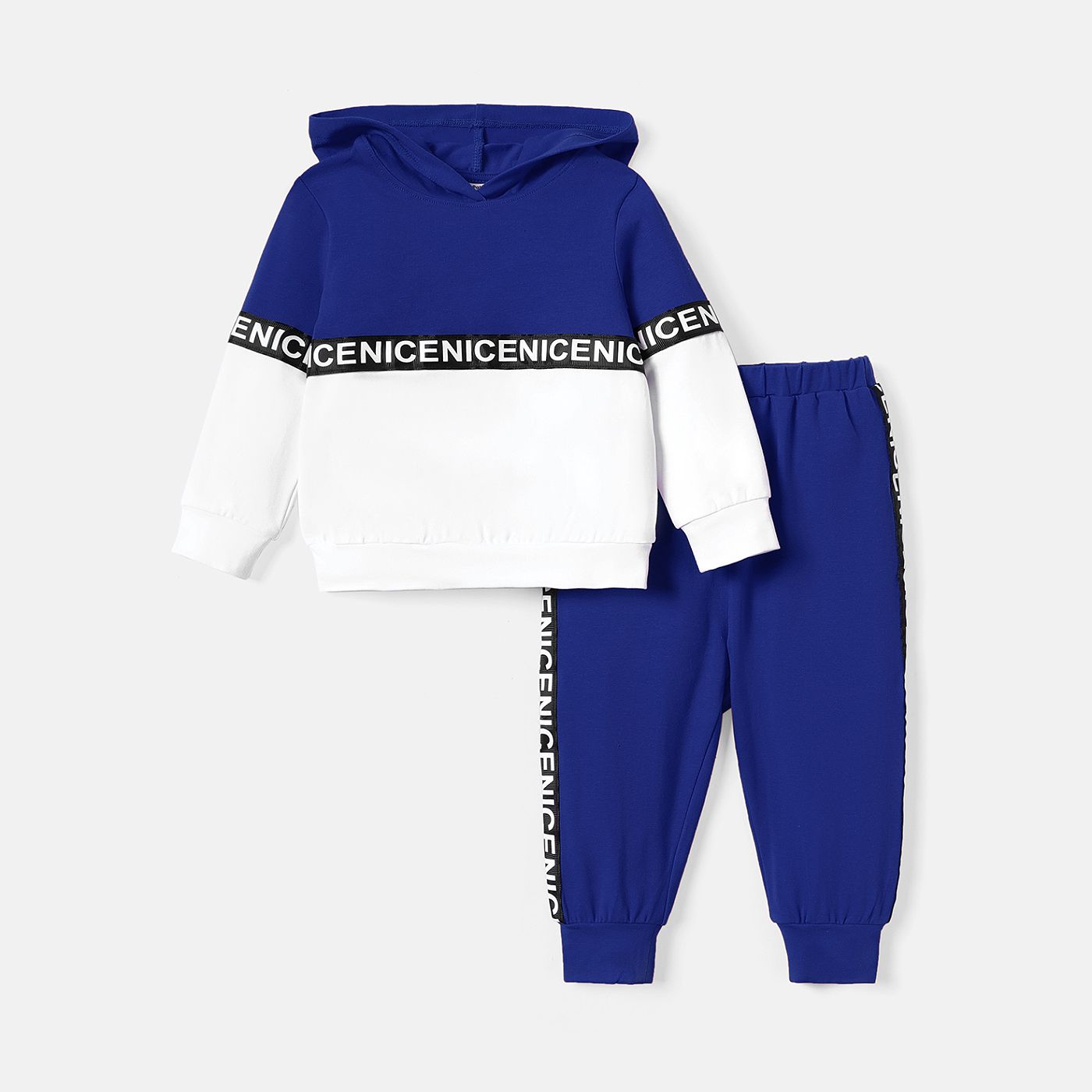 2pcs Baby Boy/Girl Cotton Long-sleeve Letter Design Colorblock Hoodie And Sweatpants Set