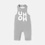Toddler Girl/Boy Letter Print Backless Halter Jumpsuits Light Grey