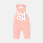 Toddler Girl/Boy Letter Print Backless Halter Jumpsuits Pink