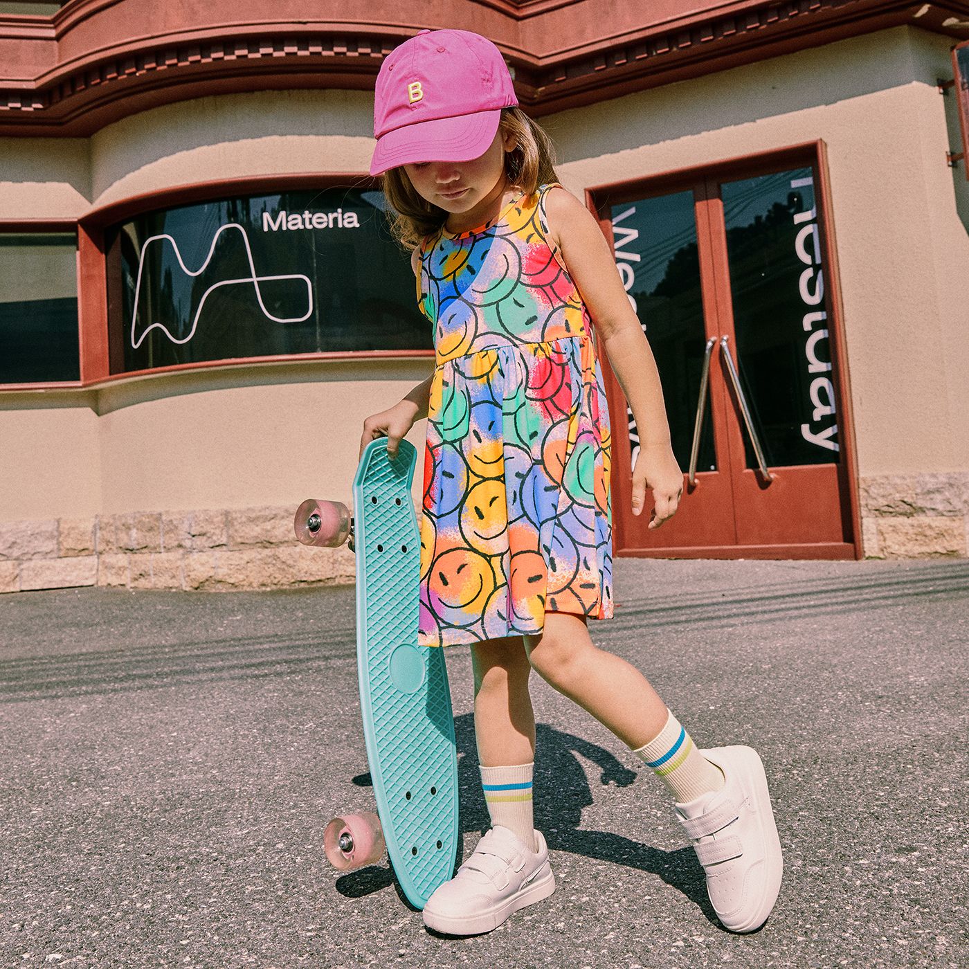 

Toddler Girl Naia Tie Dyed Face Graphic Print Sleeveless Dress