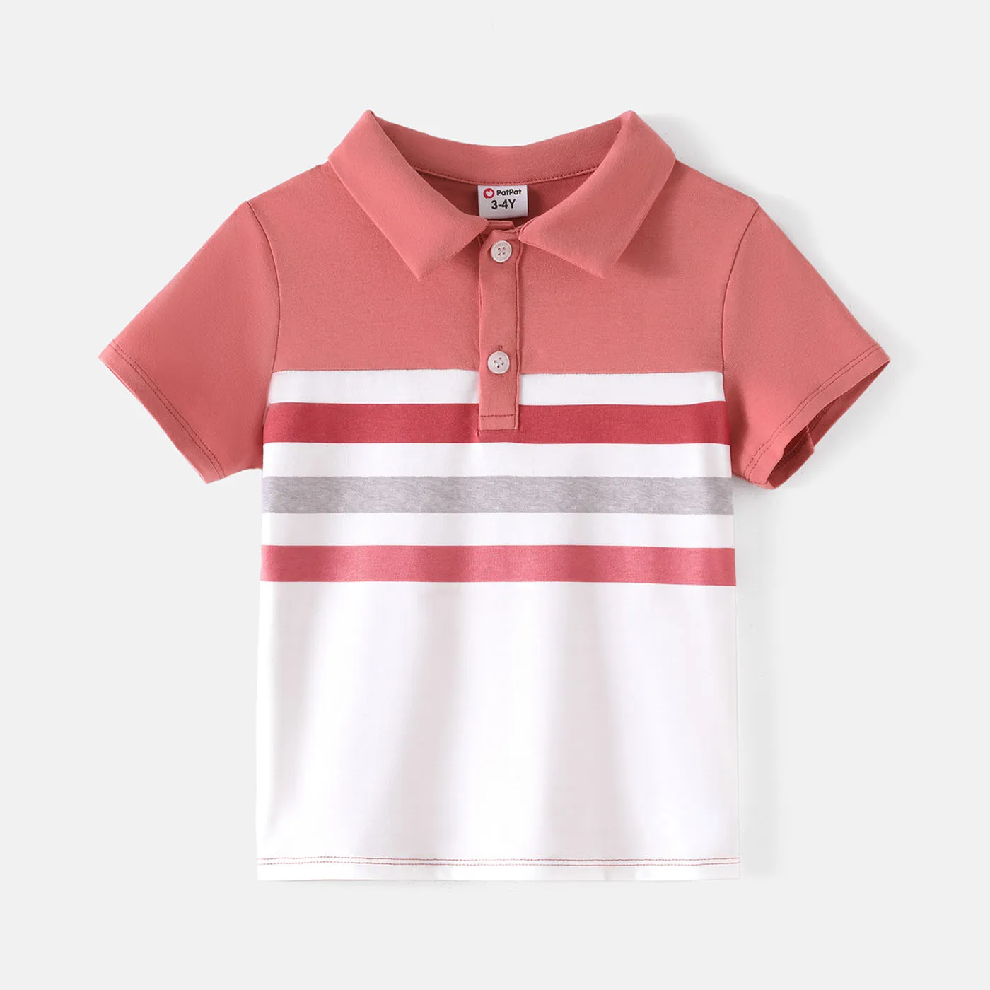 Family Matching Short-sleeve Colorblock Naia™ Polo Shirts and Allover Print V Neck Ruffle Trim Tulip Hem Dresses Sets  image 5