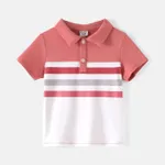 Family Matching Short-sleeve Colorblock Naia™ Polo Shirts and Allover Print V Neck Ruffle Trim Tulip Hem Dresses Sets  image 5