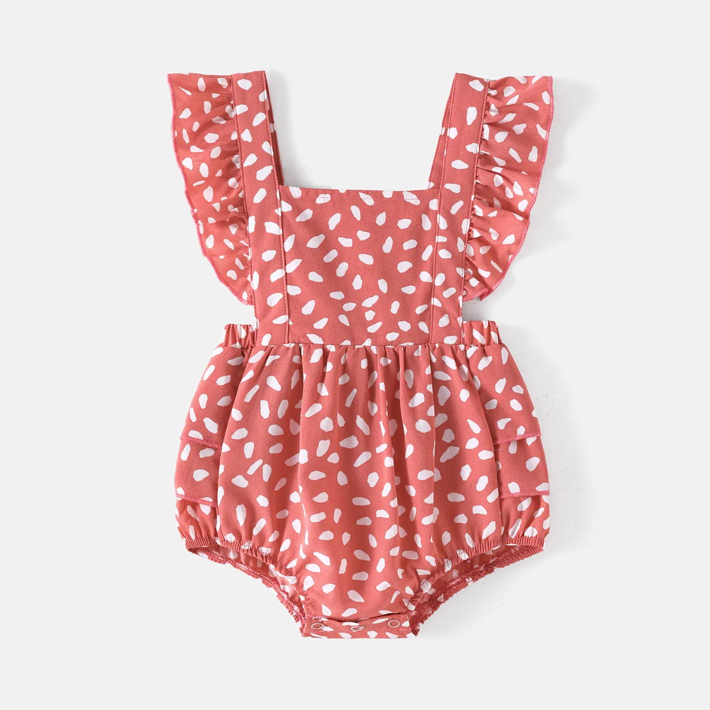 Family Matching Short-sleeve Colorblock Naia™ Polo Shirts and Allover Print V Neck Ruffle Trim Tulip Hem Dresses Sets  big image 1