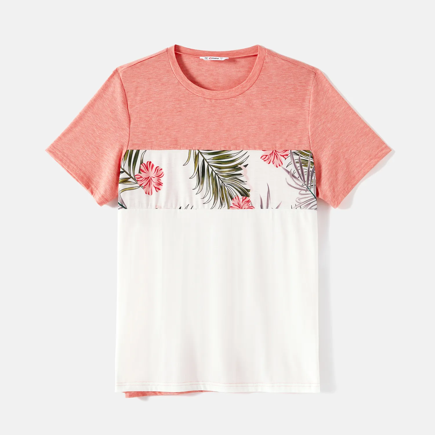 Family Matching Allover Plant Print Cami Dresses And Short-sleeve Colorblock Spliced T-shirts Sets