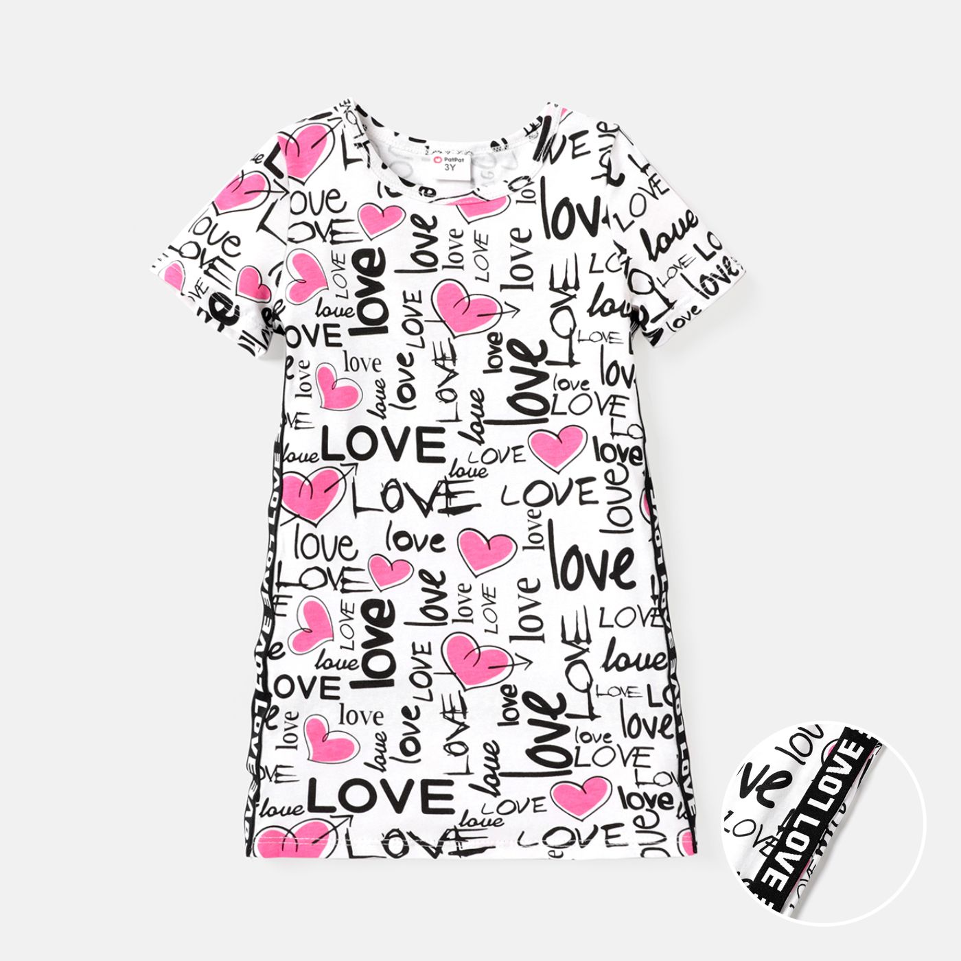 2pcs Toddler Girl 100% Cotton Heart Letter Print Short-sleeve Tee and Shorts Set