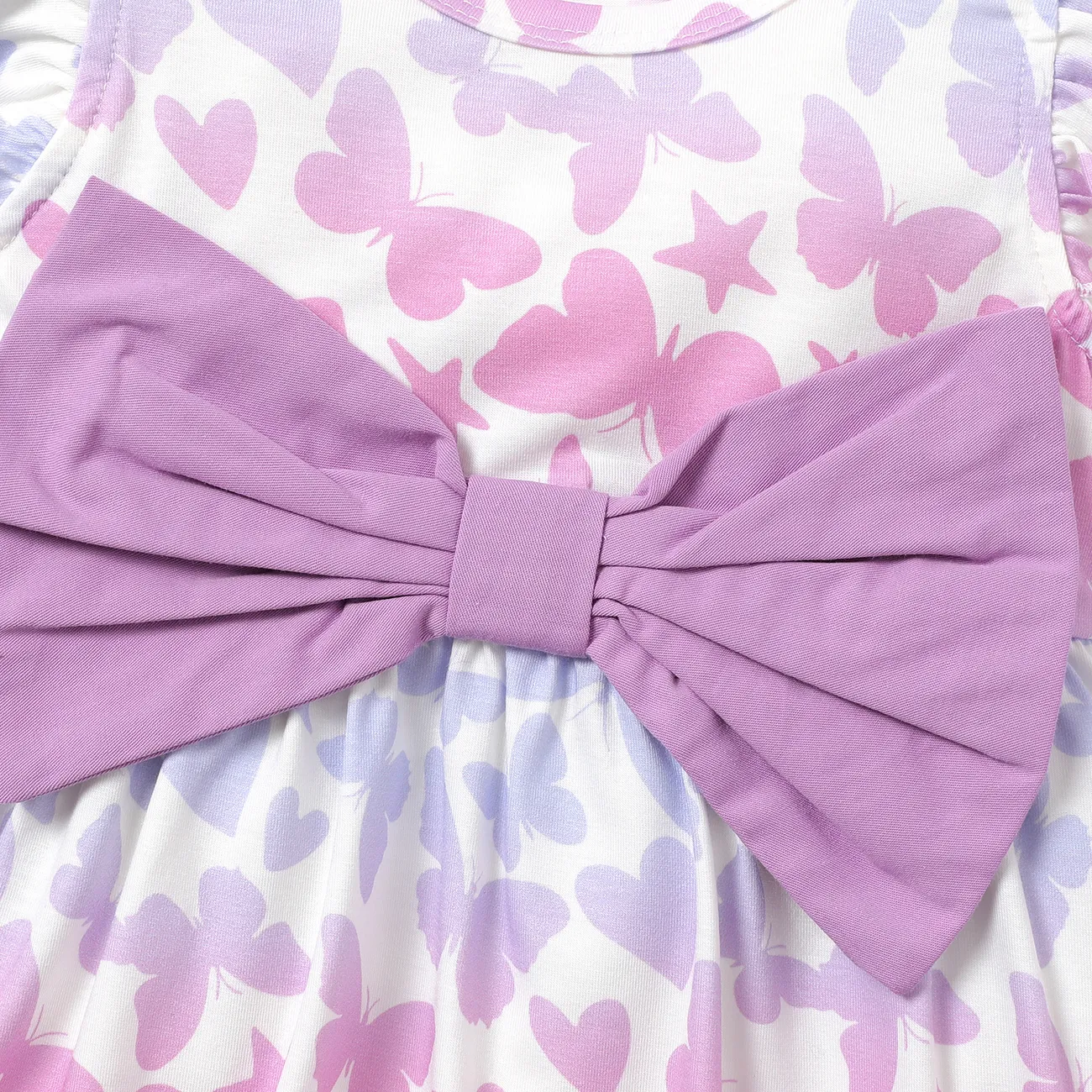 Baby Girl Allover Ombre Butterfly Print Flutter-sleeve Bow Front Naia™ Dress Ombre big image 1