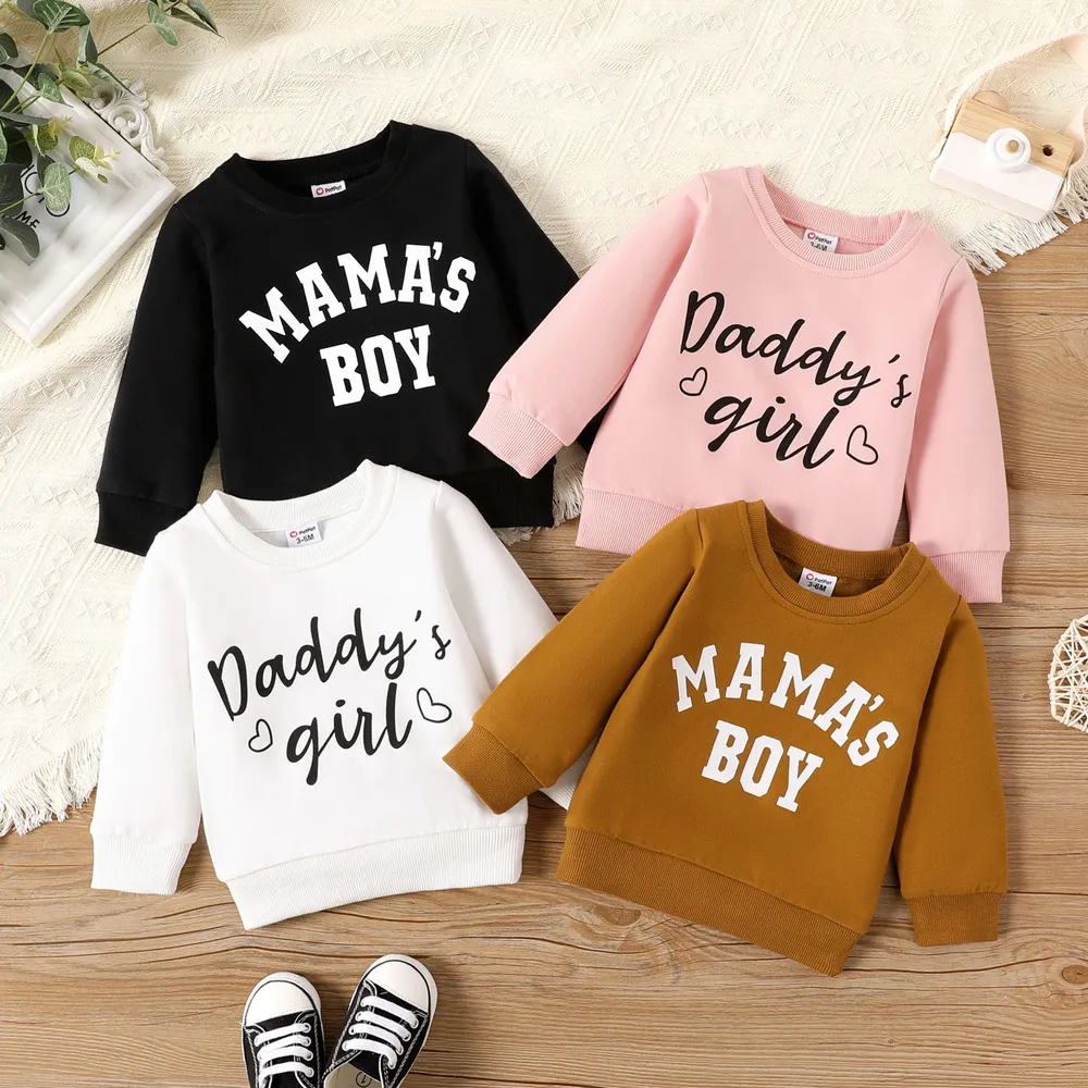 100% Cotton Baby Boy/Girl Letter Print Long-sleeve Pullover Sweatshirt big image 1