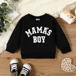 100% Cotton Baby Boy/Girl Letter Print Long-sleeve Pullover Sweatshirt Black