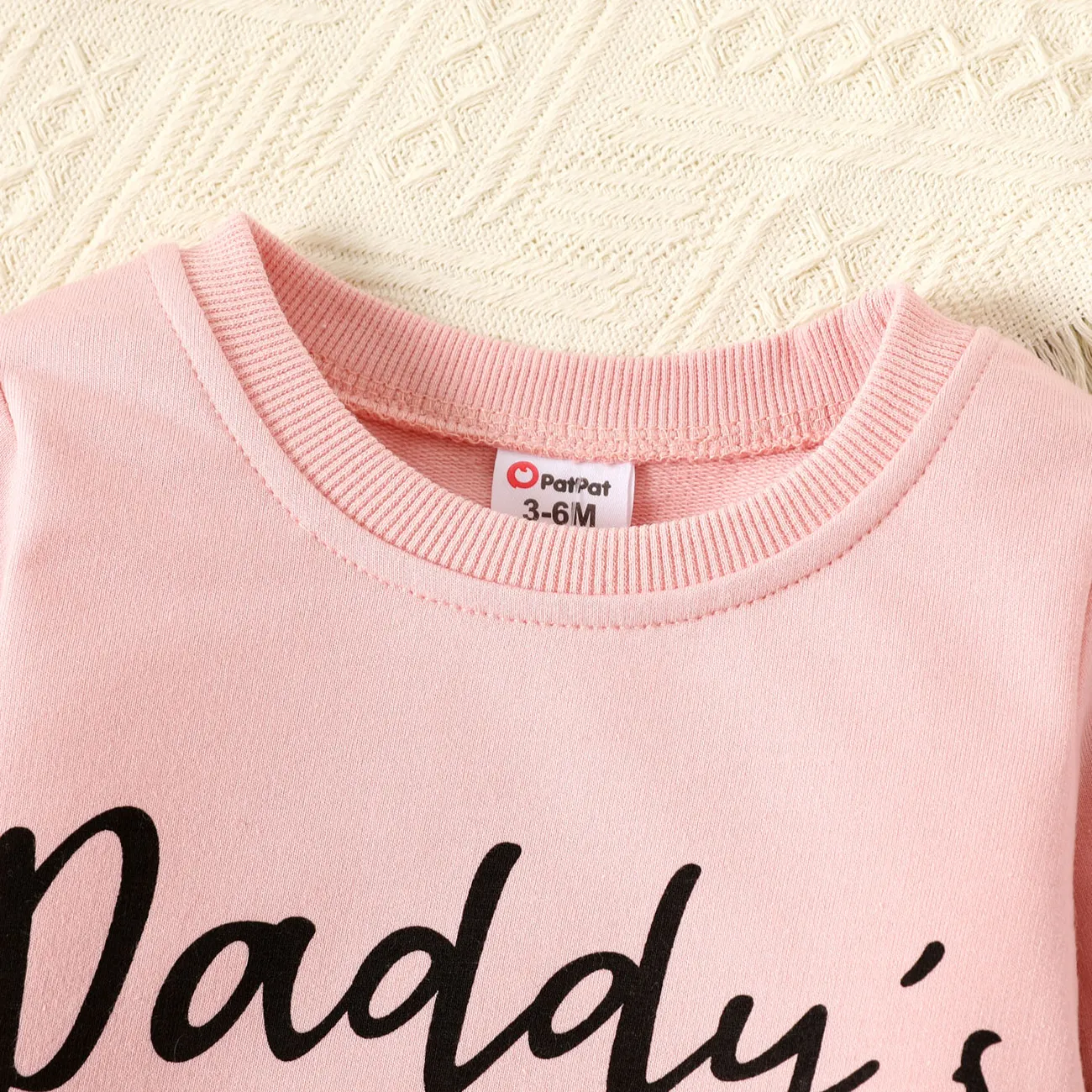 100% Cotton Baby Boy/Girl Letter Print Long-sleeve Pullover Sweatshirt Pink big image 1