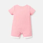Baby Boy/Girl Button Front Solid Waffle Textured Short-sleeve Romper  image 3