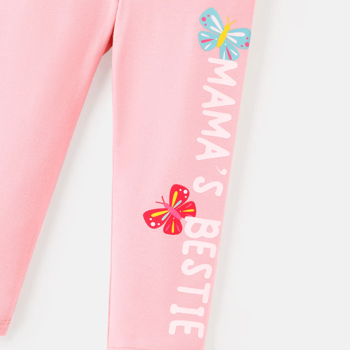 Baby Girl Cotton Letter Butterfly Print Elasticized Leggings Pink image 4