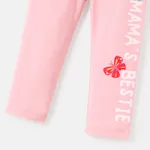 Baby Girl Cotton Letter Butterfly Print Elasticized Leggings Pink image 5