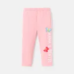 Baby Girl Cotton Letter Butterfly Print Elasticized Leggings Pink