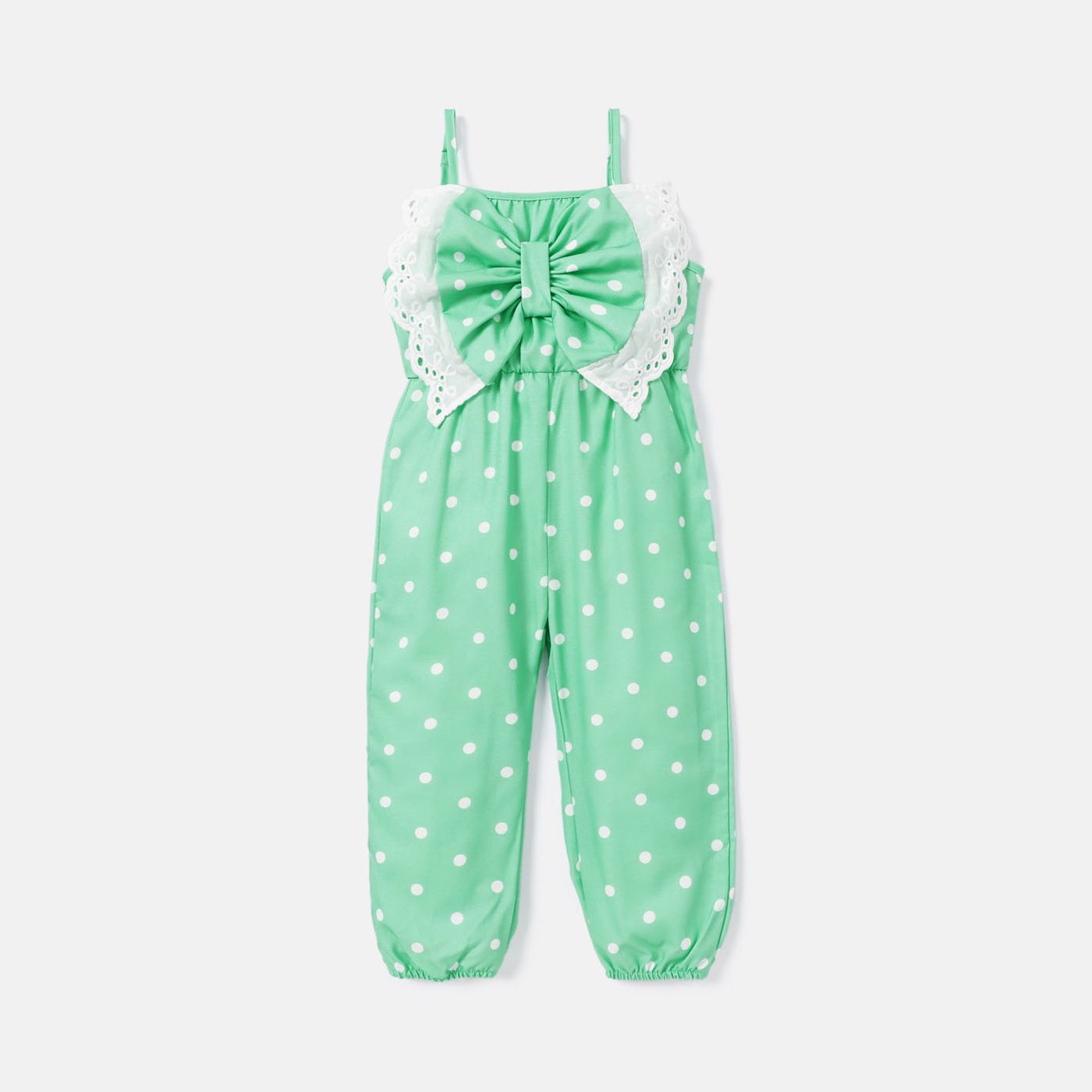 Toddler Girl Polka Dots Bowknot Design Slip Jumpsuits