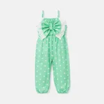 Toddler Girl Polka dots Bowknot Design Slip Jumpsuits Green