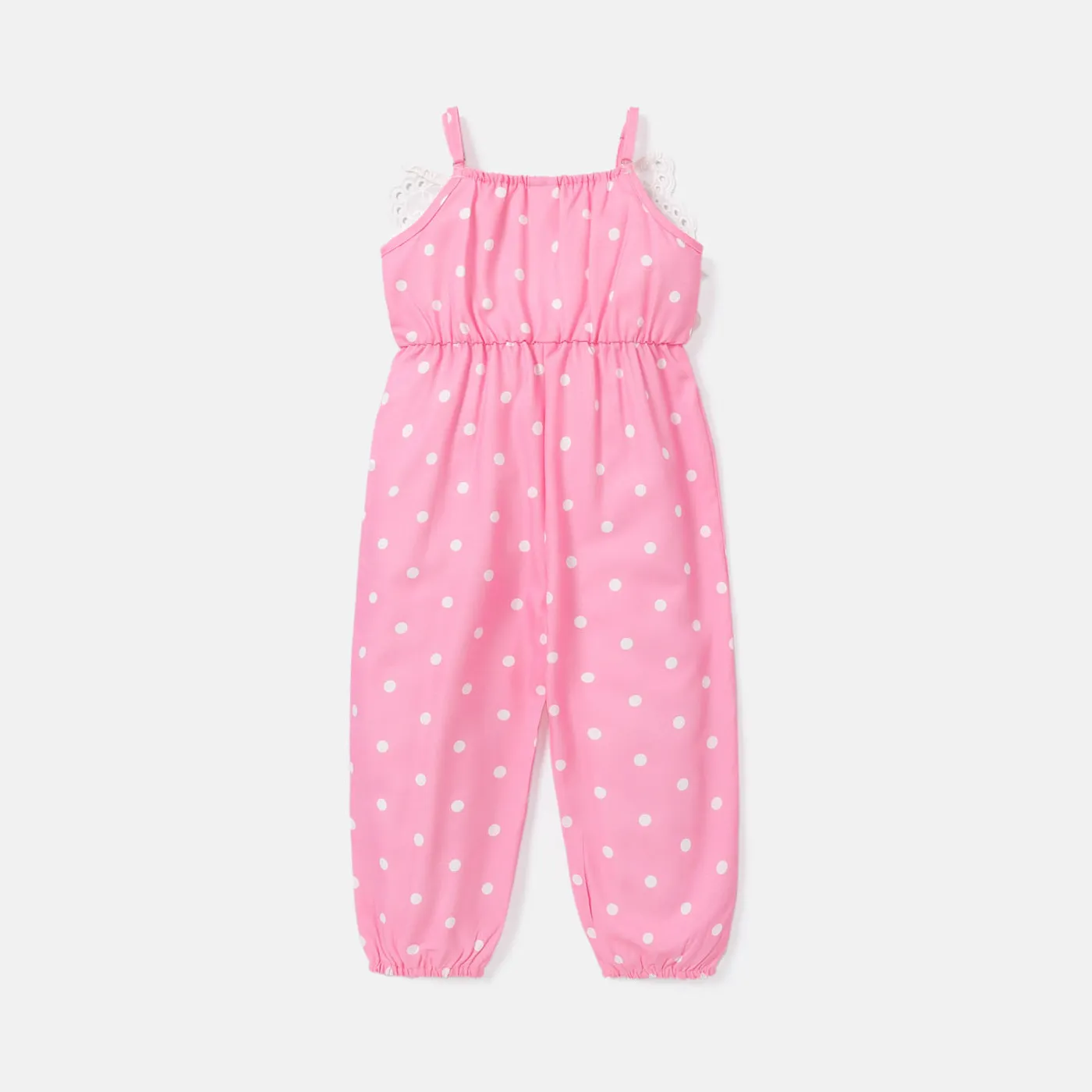 Toddler Girl Polka dots Bowknot Design Slip Jumpsuits  image 2