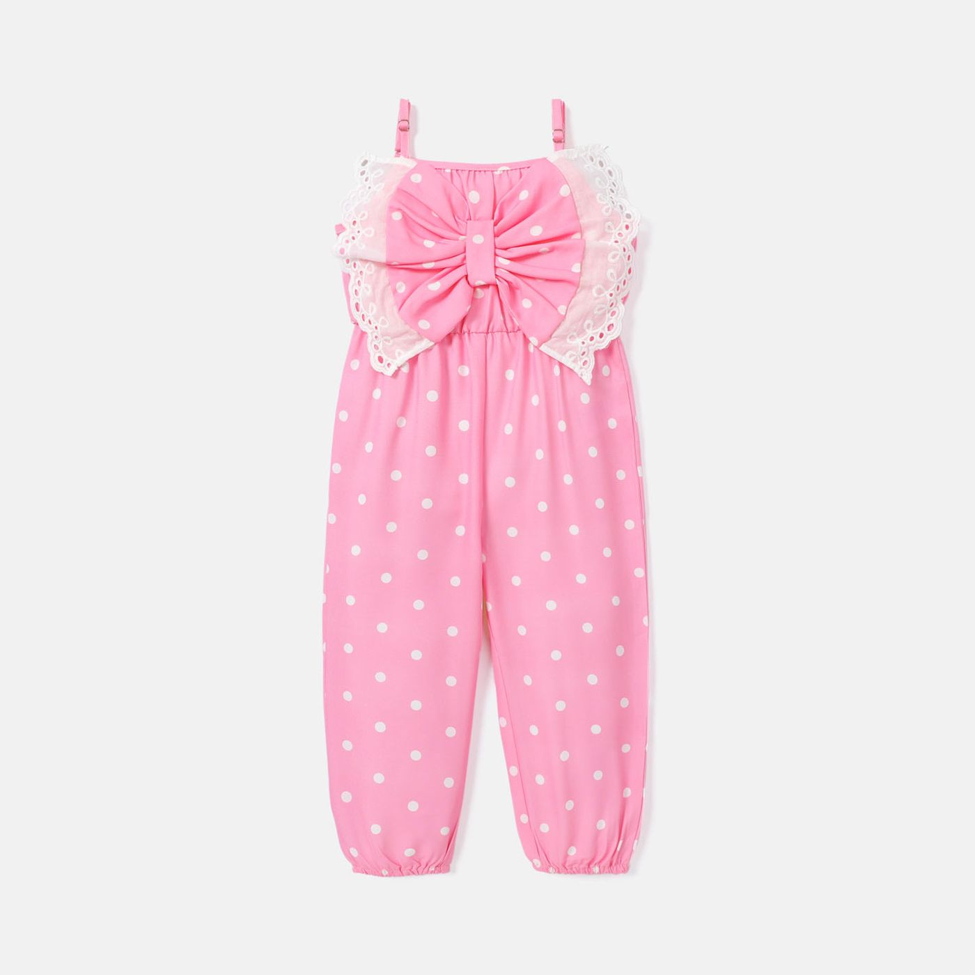 Toddler Girl Polka dots Bowknot Design Slip Jumpsuits