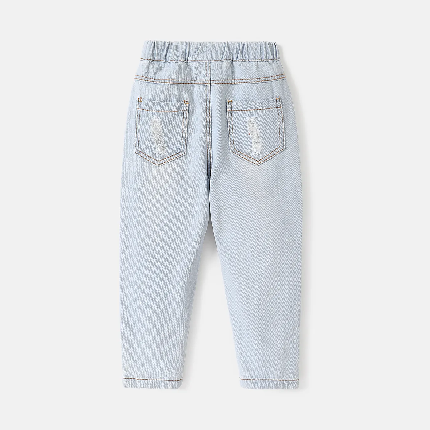 Toddler Girl/Boy Elasticized Cotton Ripped Denim Jeans  image 2